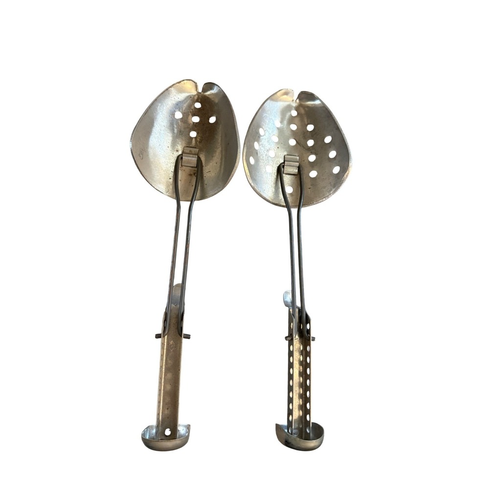 Vintage EKCO A&J Metal Shoe Trees Adjustable Steel Made in USA Pair Silver